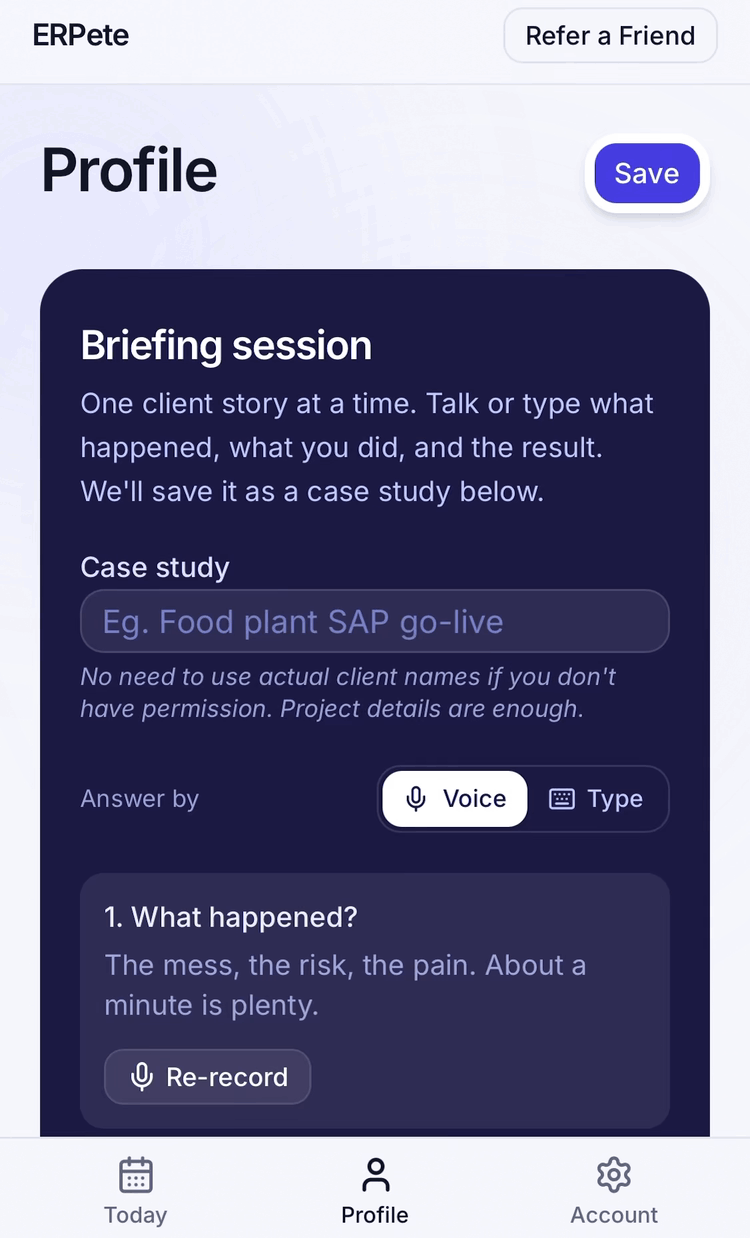 Recording an ERPete case study: what happened, what you did, and the result